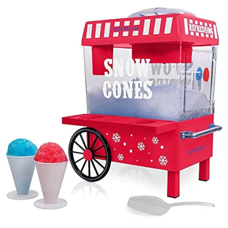 Maquina De Raspadinha Com 2 Copos De Cone E Colher, 110v, Nostalgia Scm525rd, Vermelho