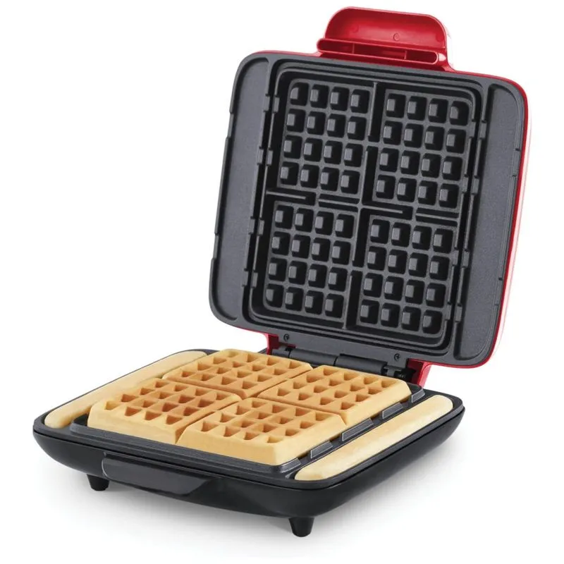 Deluxe Maquina De Waffle Antiaderente, Aco Inoxidavel, 1200w, 110v, Dash Dnmwm455rd, Vermelho