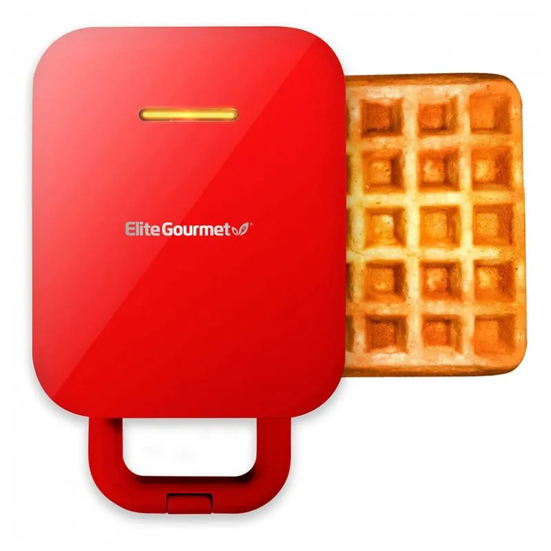 Maquina De Waffle Antiaderente, Aco Inoxidavel, 1000w, 110v, Elite Gourmet Ewm1500r, Vermelho