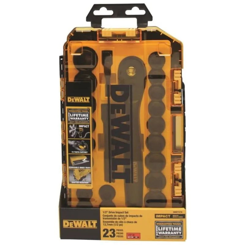 Conjunto De Soquetes De Impacto, 23 Pecas, Dewalt Dwmt74739, Amarelo
