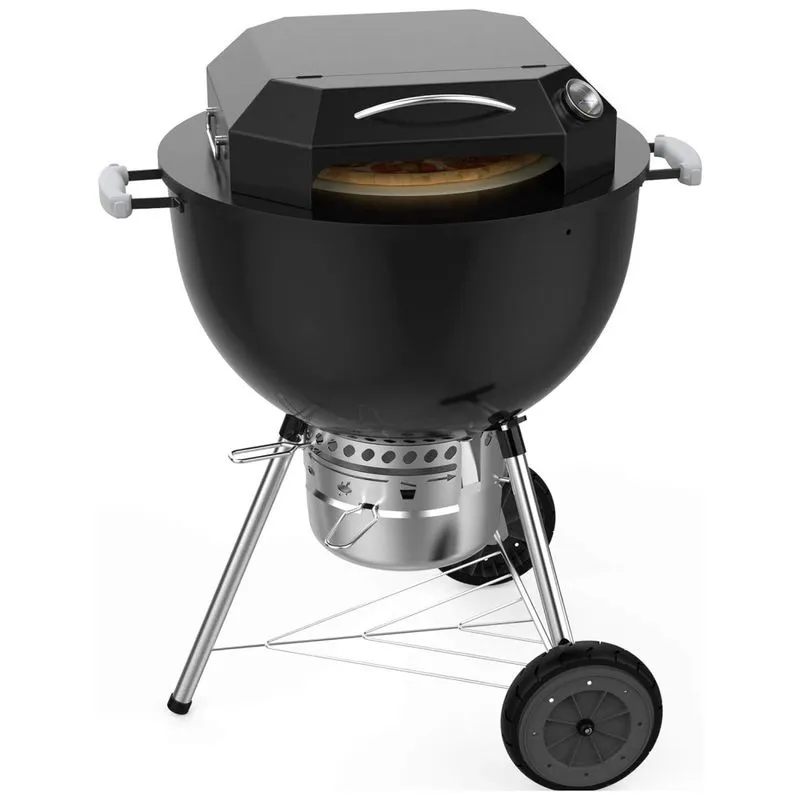 No De Portatil Para Churrasqueira Com Termometro Ate, Only Fire Black Pizza Oven Kit For Kettle Grill, Preto