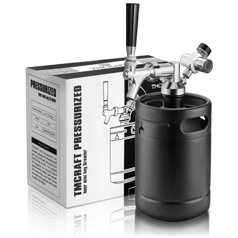 Chopeira Portatil 1.8l Com Torneira E Regulador De Co2, Aco Inoxidavel, Tmcraft, Preto