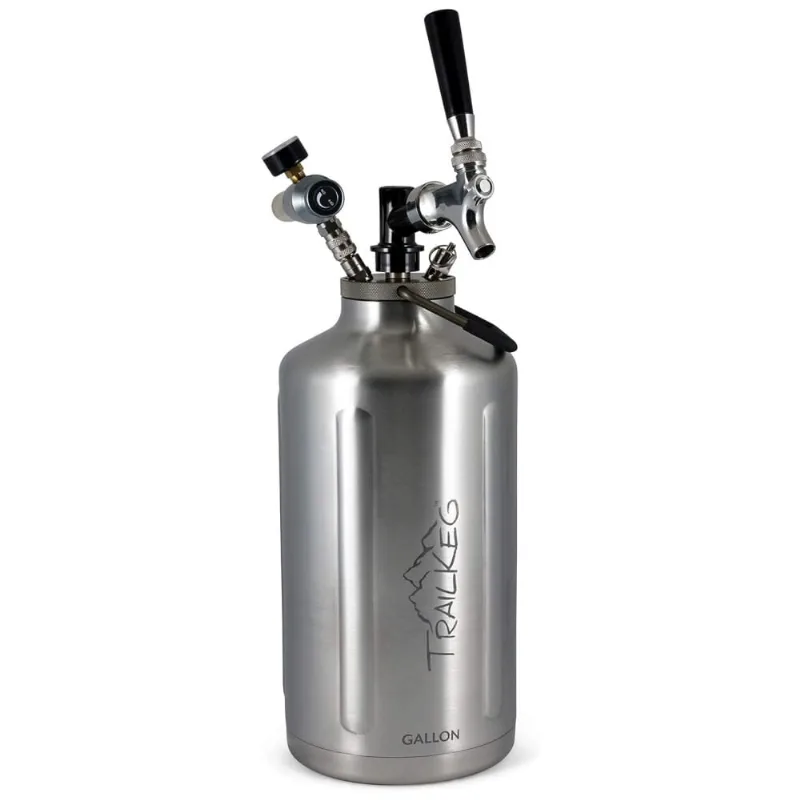 Trailkeg Chopeira Portatil 5l Com Torneira E Regulador De Co2, Aco Inoxidavel, Prata