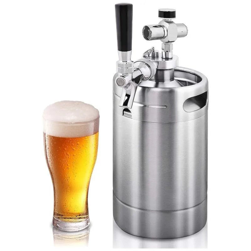 Chopeira Portatil 1.8l Com Torneira E Regulador De Co2, Aco Inoxidavel, Nutrichef Pkbrtp99, Prateado