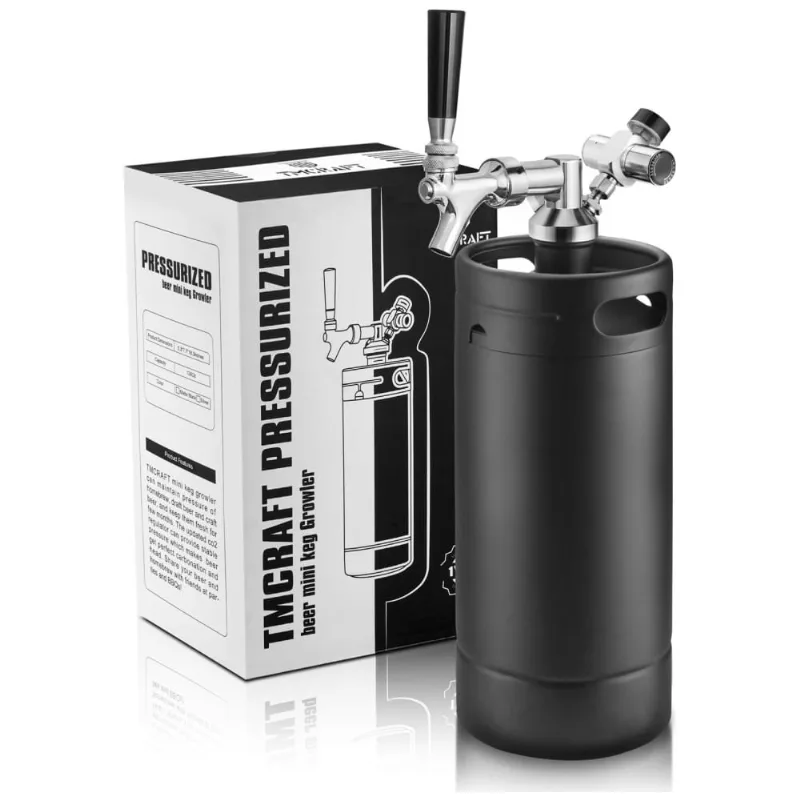Chopeira Portatil 5l Com Torneira E Regulador De Co2, Aco Inoxidavel, Tmcraft, Preto