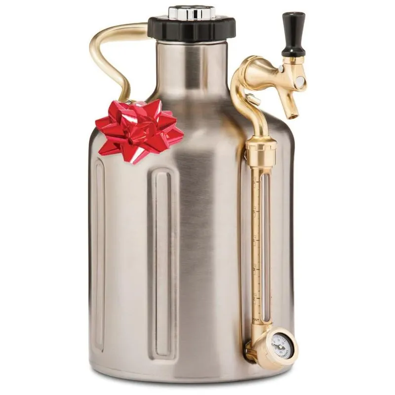Chopeira Portatil 5l Com Torneira E Regulador De Co2, Aco Inoxidavel, Growlerwerks Stainless Steel, Dourado