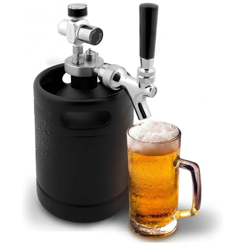 Chopeira Portatil 1.8l Com Torneira E Regulador De Co2, Aco Inoxidavel, Nutrichef Pkbrtp60, Preto
