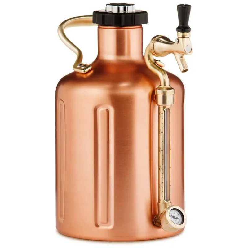 Chopeira Portatil 5l Com Torneira E Regulador De Co2, Aco Inoxidavel, Rose Gold, Growlerwerks Copper, Dourado