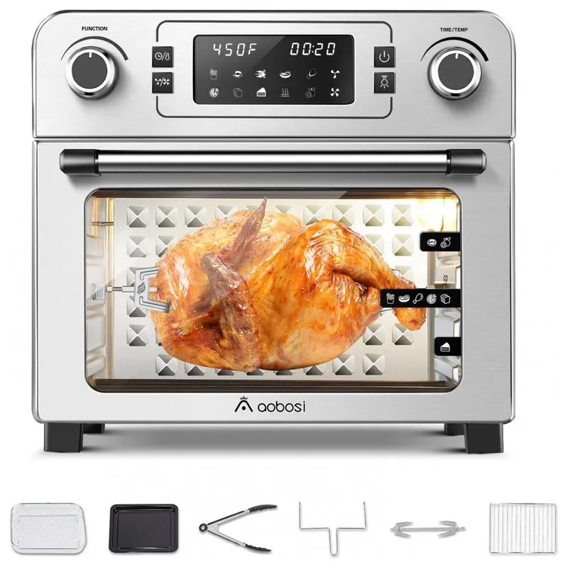 Aobosi Fritadeira Elétrica Air Fryer 47l Multifuncional Com Painel De Controle Digital, 1500w, 110v, Aaobosi, Prateado