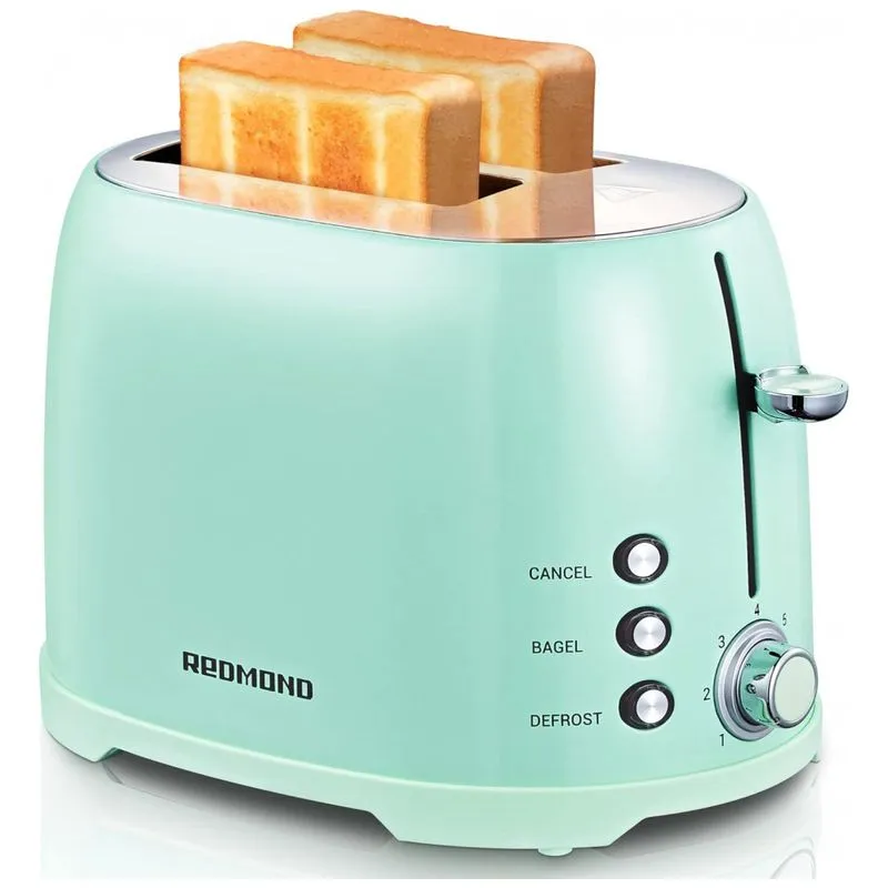 Torradeira Eletrica De 2 Fatias Com 7 Niveis De Tostagem, Aco Inoxidavel, 800w, 110v, Redmond, Azul