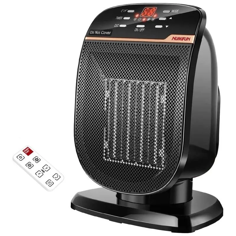 Numifun Aquecedor De Ceramica Eletrico Portatil, 3 Configuracoes E Controle Remoto,1500w, 110v, Preto