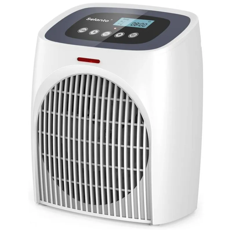 Selanto Fh218a Hb Aquecedor De Ceramica Eletrico Portatil, 3 Configuracoes, 1500w, 110v, Branco