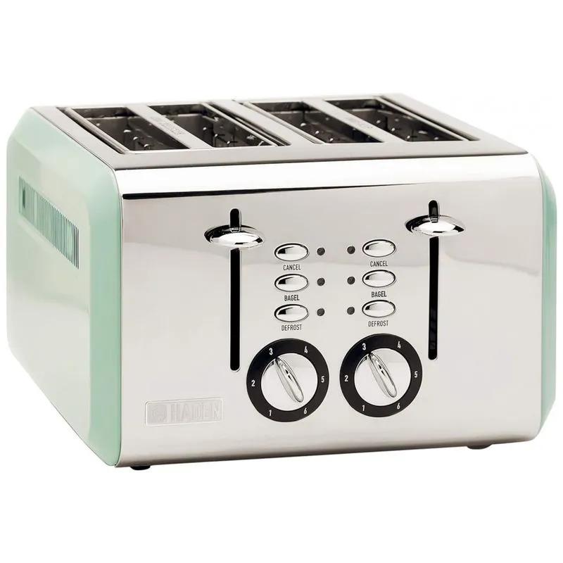 Torradeira Eletrica De 4 Fatias Com 6 Niveis De Tostagem, 1500w, 110v, Haden 75009, Verde
