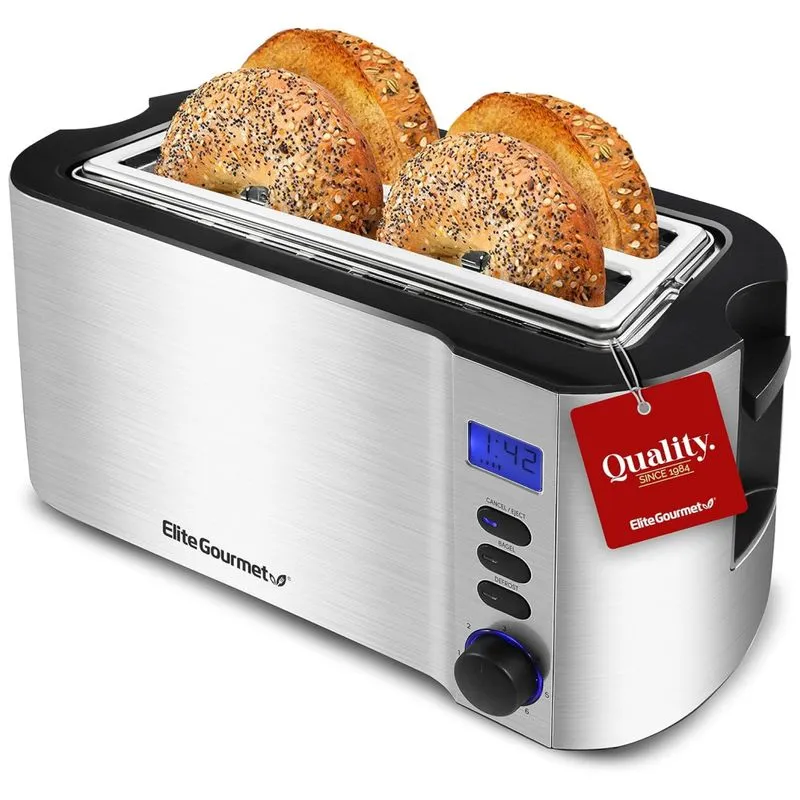 Torradeira Eletrica De 4 Fatias Com 6 Niveis De Tostagem, 110v, Elite Gourmet Ect4400b, Prateado