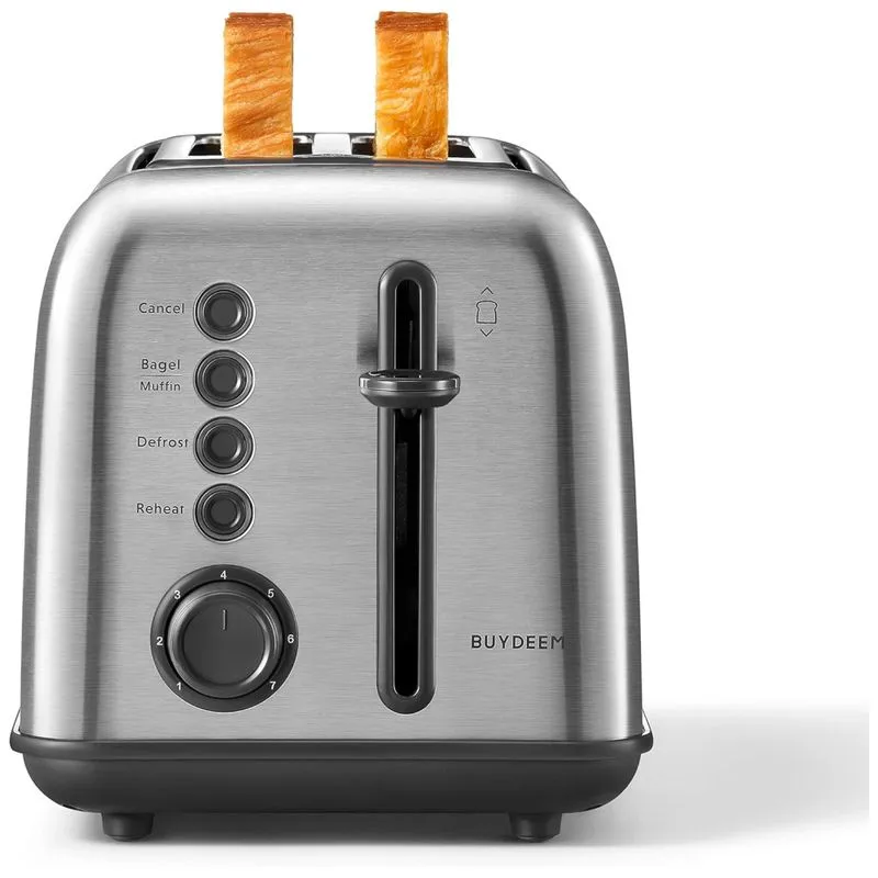 Buydeem Dt 620 Torradeira Eletrica De 2 Fatias Com 7 Niveis De Tostagem, 900w 110v, Cinza