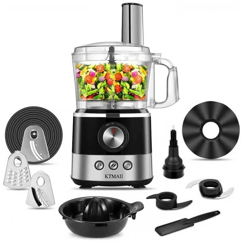 Ktmaii Processador De Alimentos 2 Velocidades Em Aco Inoxidavel, 650w, 110v, Preto
