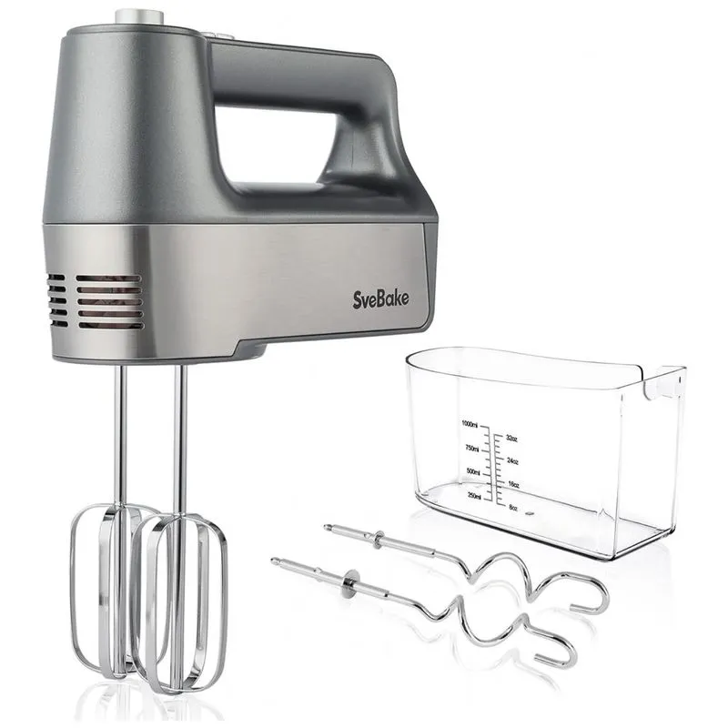 Batedeira De Mao Com 5 Velocidades E Acessorios, 250w, 110v, Svebake, Prateado