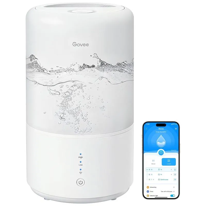 Umidificador Ultrassonico Portatil 3l Com Aromaterapia, Ate 3h, Area 15m2, 110v, Govee H7141101, Branco