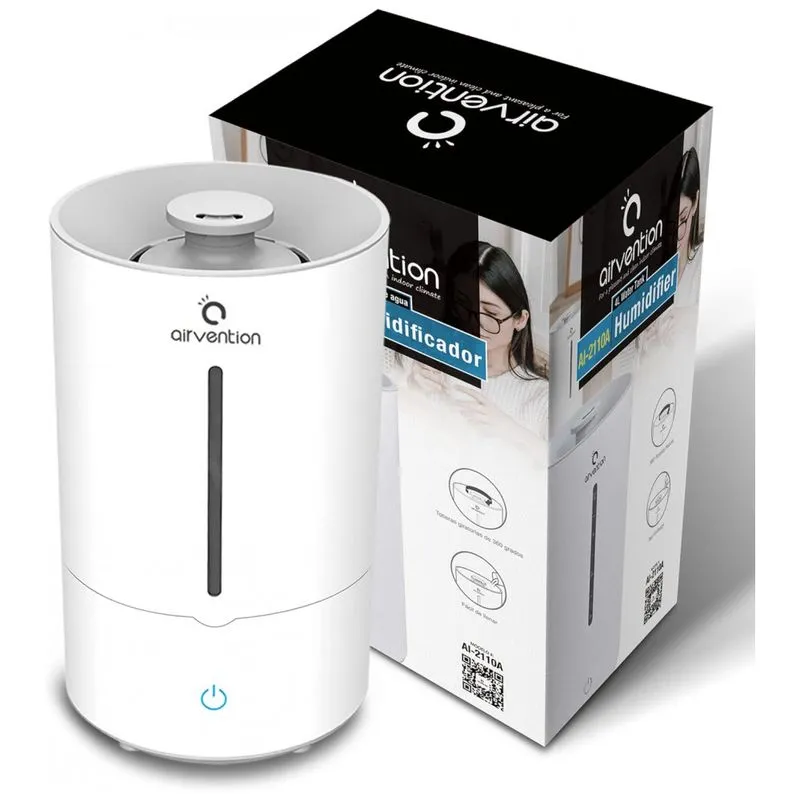 Ai 2110a Umidificador Ultrassonico Portatil 4l Com Aromaterapia, Ate 40h, 110v, Airvention, Branco