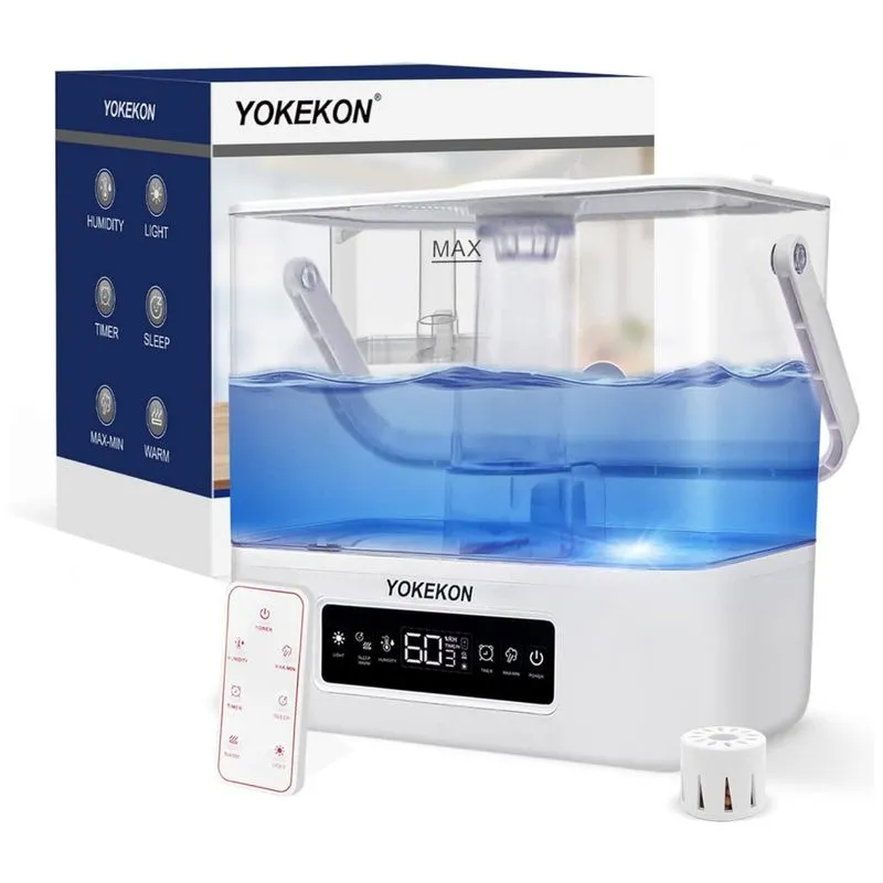 Umidificador Ultrassonico Portatil 6l Com Aromaterapia, Ate 24h, Area 70m2, 110v, Yokekon, Branco