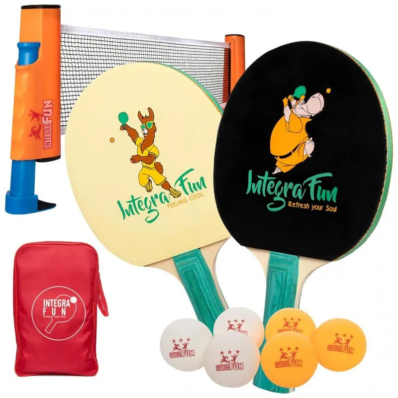 Kit De Ping Pong Com Mesa Portatil, 2 Raquetes, 3 Bolas E Estojo Compacto, Integrafun, Preto