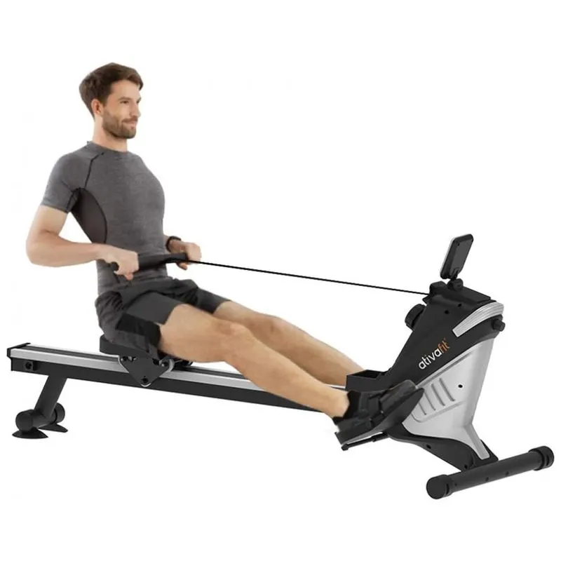 Ativafit Aparelho Remador Magnetico Com Bluetooth Para Treino Em Casa, Preto