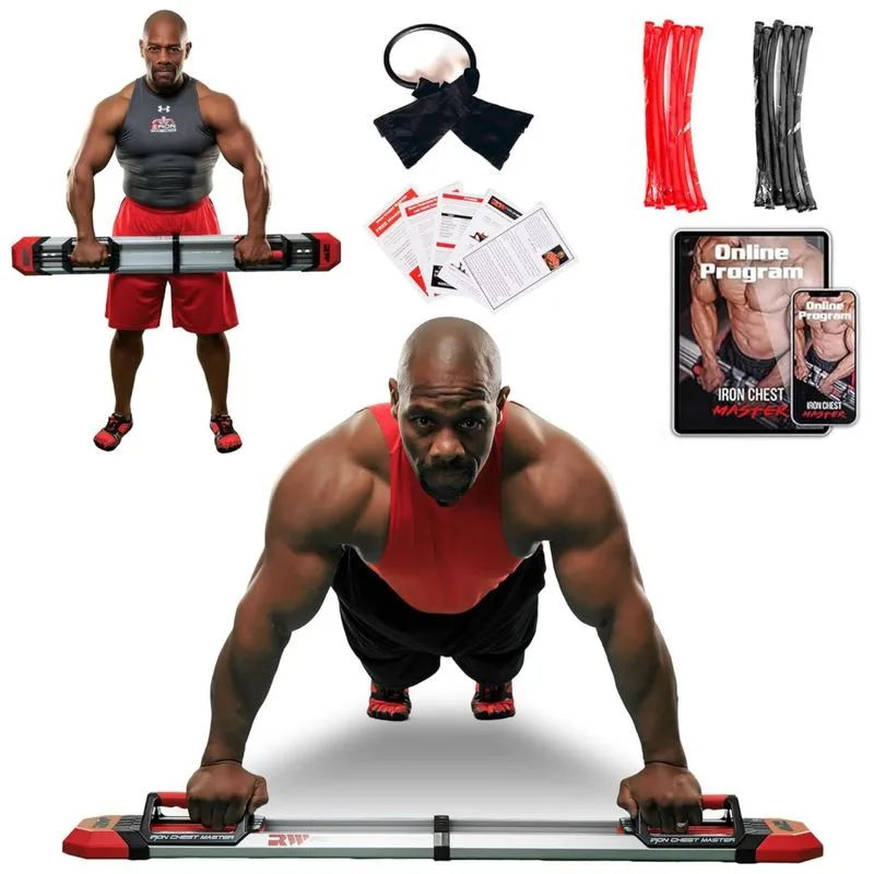 The Barra De Apoio Para Flexao Multifuncional E Ergonomica, Iron Chest Master, Vermelho