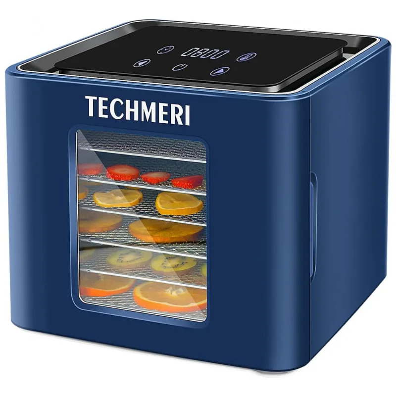 Desidratador De Alimentos Com 6 Bandejas E Painel De Controle Digital, 110v, Techmeri, Azul