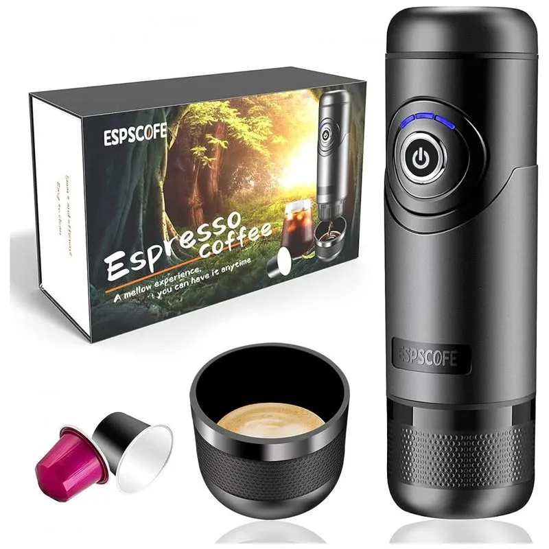 Cafeteira Eletrica Programavel Portatil E Compacta Compativel Capsula E Cafe Moido, 250 Ml, Espscofe Spk Dq Cp009 Bl, Preto