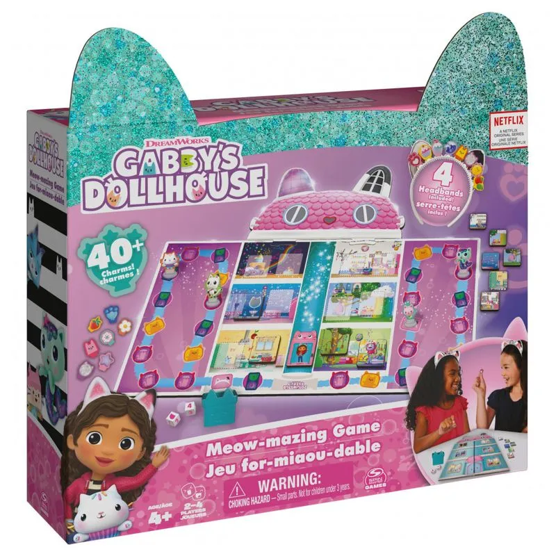Gabbys Dollhouse Jogo De Tabuleiro Magico Da Gabby Para Criancas A Partir De 4 Anos, Spin Master Games 6064859, Rosa
