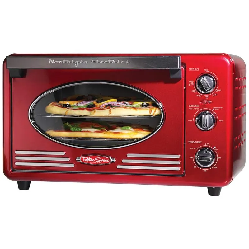 Forno Eletrico De Bancada Retro Com 6 Niveis De Temperatura E Temporizador, 1500w, 110v, Nostalgia Ss1511tw 4700, Vermelho