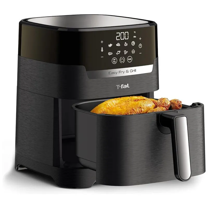 Fritadeira Eletrica Air Fryer 4.5l, Com Painel De Controle Digital, 110v, T Fal Ey505852, Preto