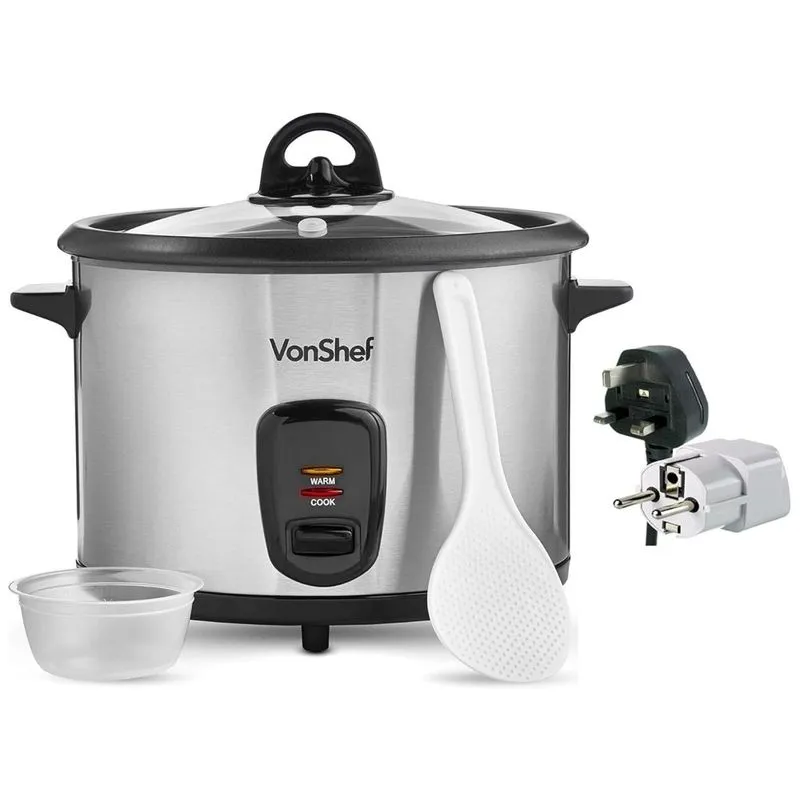 Vonshef Panela De Arroz Eletrica 1.8l Multifuncional Com Desligamento Automatico, 700w, 110v, Dynastar 13343, Prateado