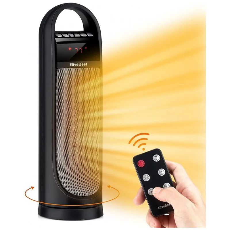 Aquecedor Eletrico Portatil E B Com Controle Remoto E Temporizador, 1500 900w, 110v, Givebest Hpu15a E B, Preto