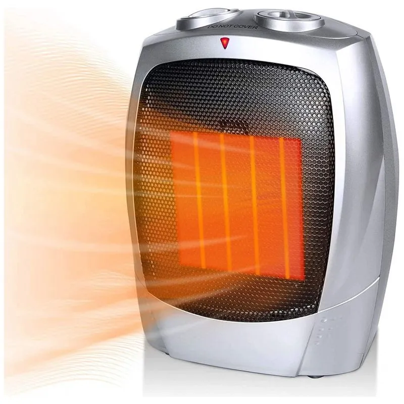 Aquecedor Eletrico Portatil Silencioso E Com Temporizador, 750 1500w, 110v, Minetom Ptc 903, Prateado