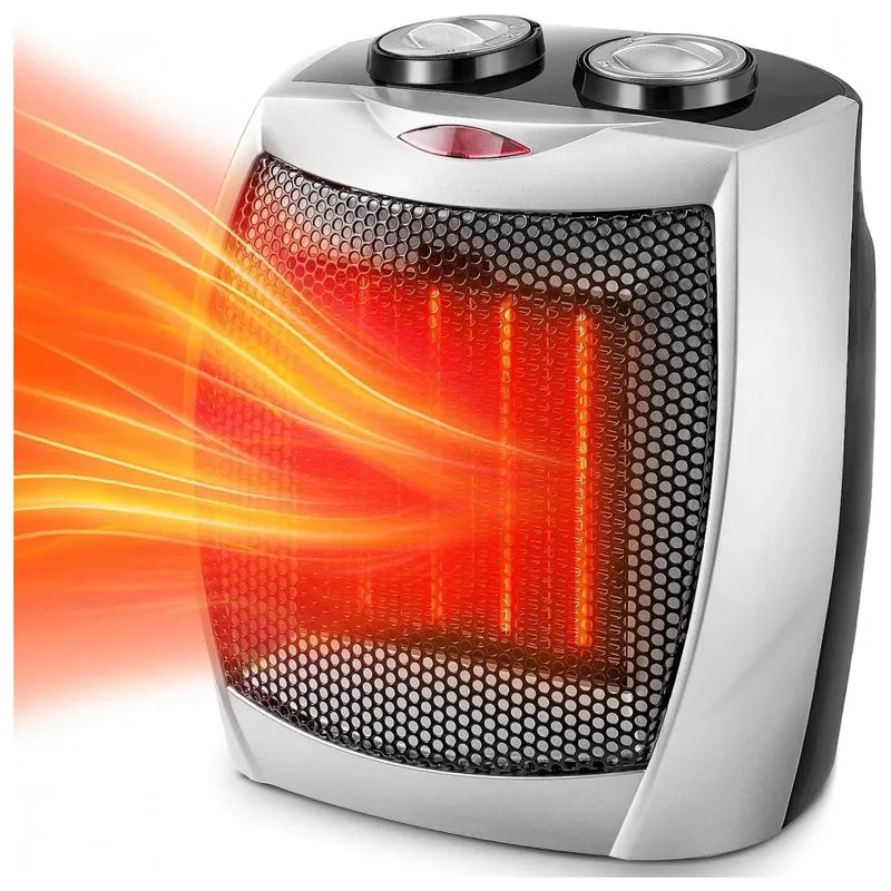 Aquecedor Elétrico Portátil Silencioso, 750 1500w, 110v, Kismile H56901 Silver, Prateado