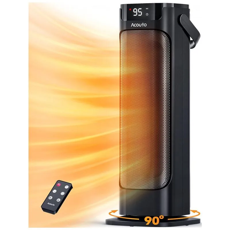 Aquecedor Eletrico Portatil Com Controle Remoto E Temporizador, 1500w, 110v, Acouto, Preto