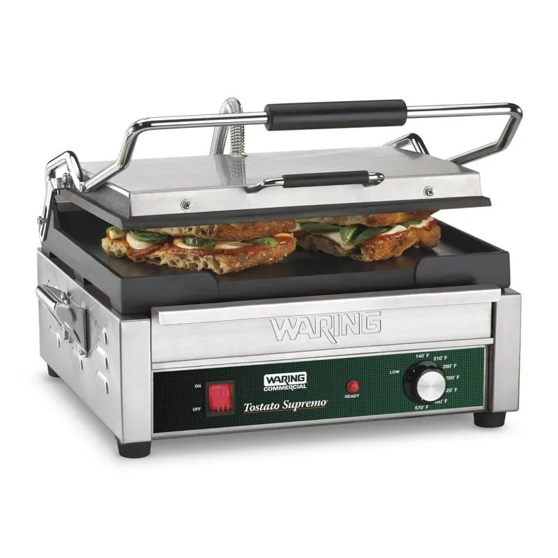 Sanduicheira Eletrica Antiaderente 2 Fatias, Aco Inox, 1800w, 110v, Waring Wfg250, Prateado