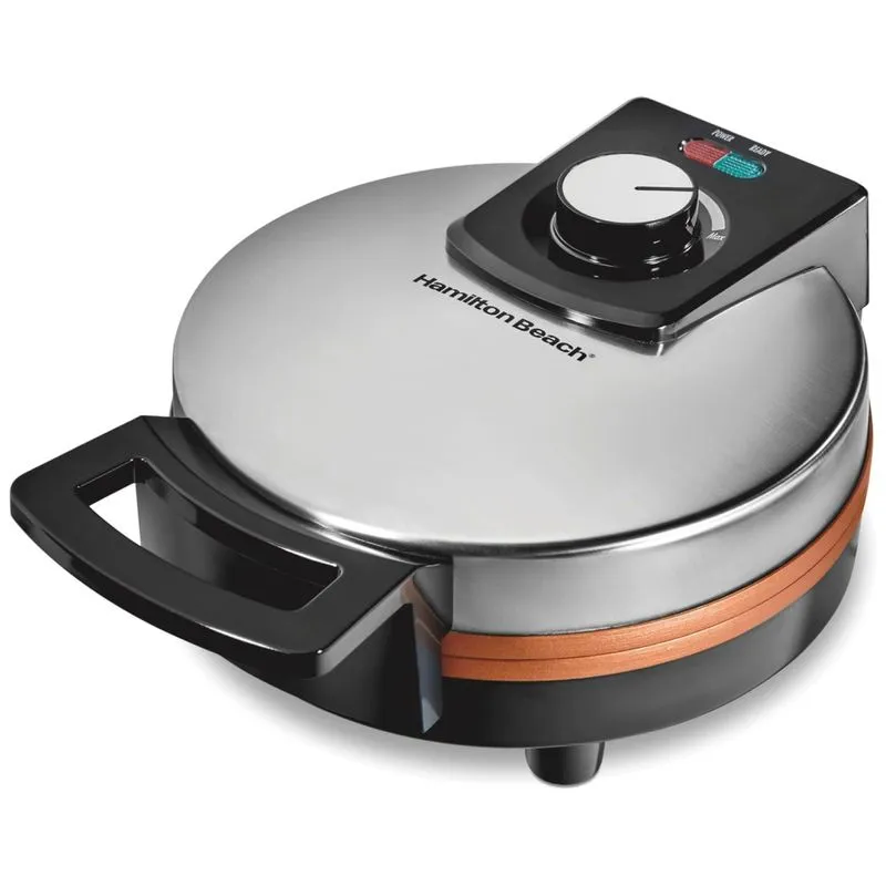 Maquina De Waflle Antiaderente Com Placas De Ceramica E Controle De Temperatura, 110v, Hamilton Beach 26081, Prateado