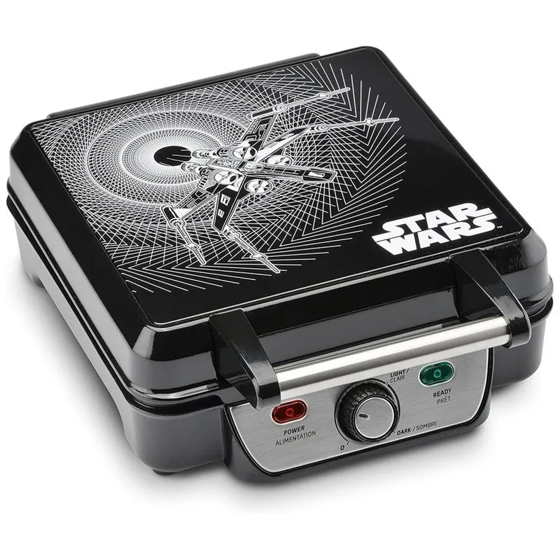 Maquina De Waflle Antiaderente 4 Fatias Com Controle De Temperatura, 1200w, 110v, Star Wars Lsw 281cn, Preto