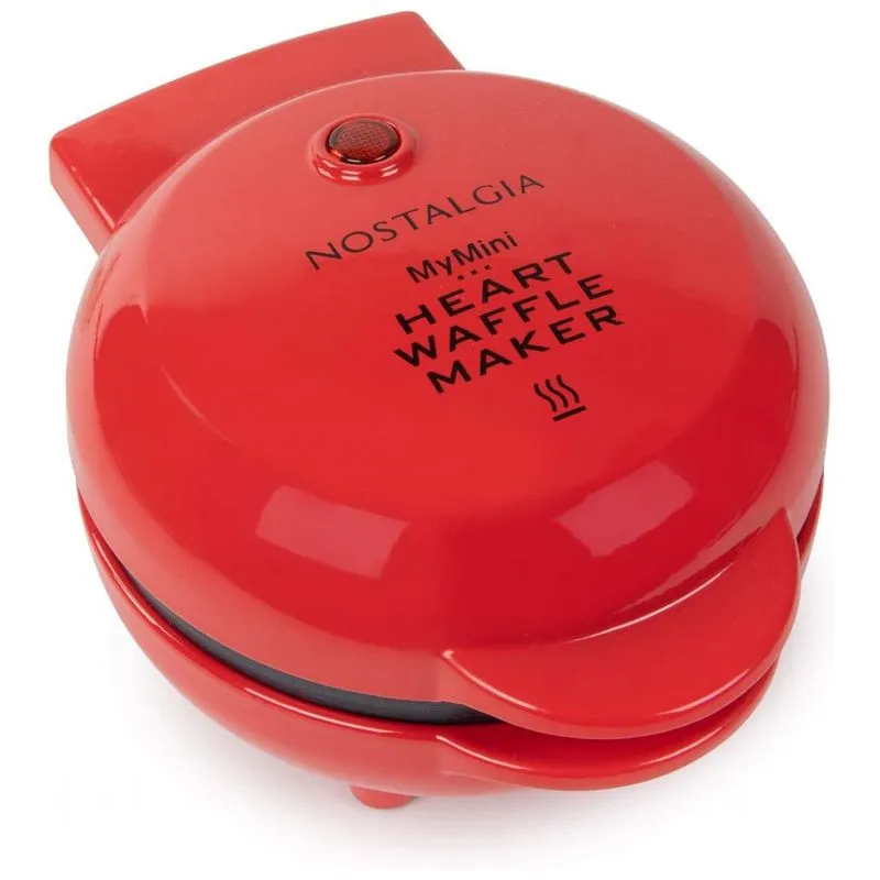 Mini Maquina De Waffle Antiaderente Em Forma De Coracao, 110v, Nostalgia, Vermelho