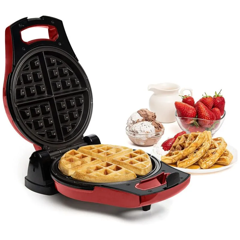 Moss Stone Máquina De Waffle Antiaderente 2 Fatias Com Controle De Temperatura, 110v, Vermelha