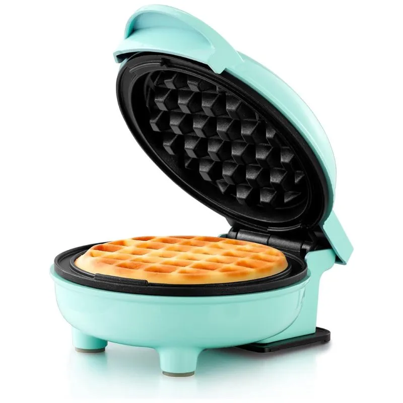 Mini Maquina De Waffle Antiaderente, Turquesa, 110v, Holstein Housewares Hh 09125016i, Azul Turquesa