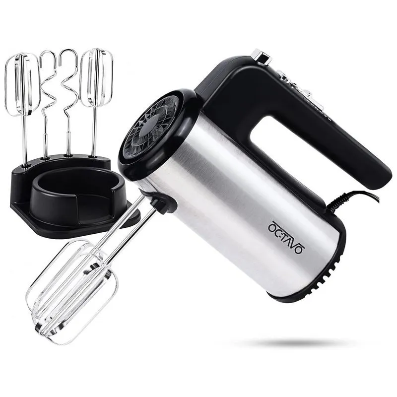 Batedeira De Mao Com 5 Velocidades E Acessorios De Aco Inox, 300w, 110v, Octavo Cx 6629, Preto