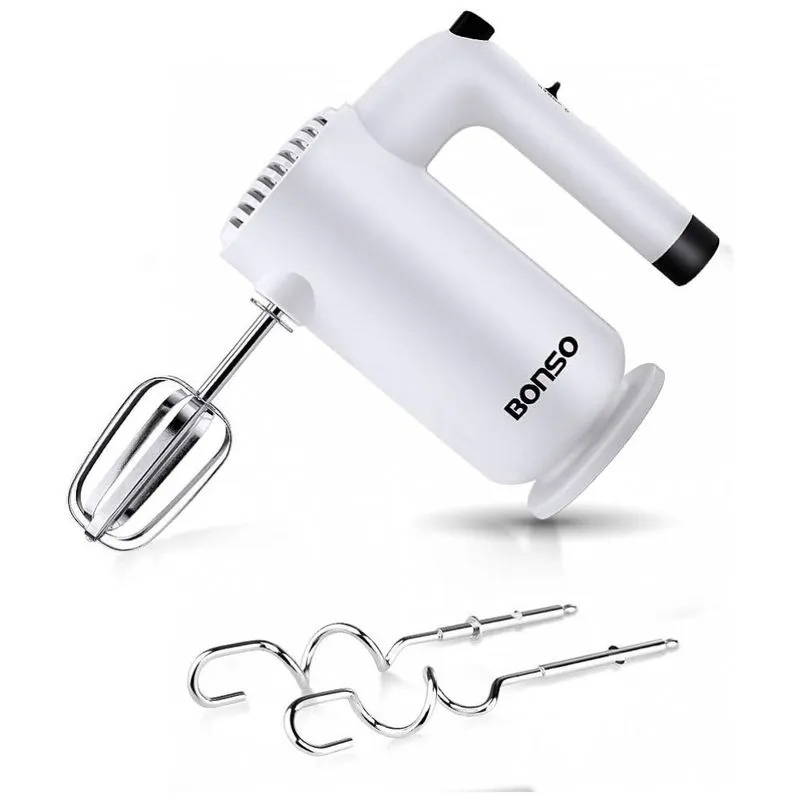 Batedeira De Mao Com 5 Velocidades E Acessorios De Aco Inox, 200w, 110v, Bonso, Branco