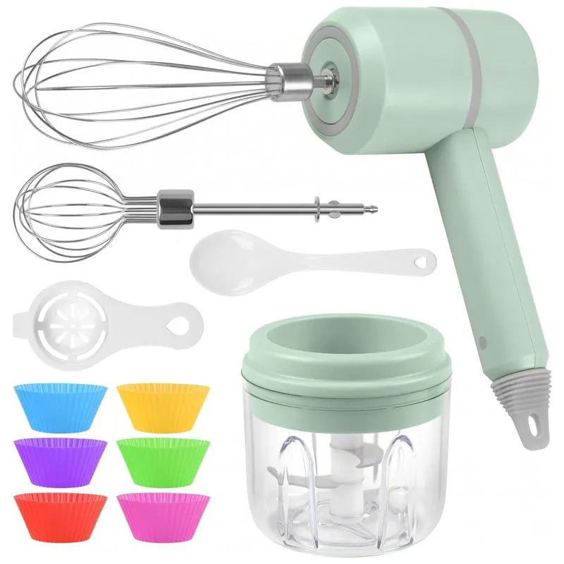 Batedeira De Mao Com 3 Velocidades E Acessorios De Aco Inox, 20w, 110v, Gintan, Verde