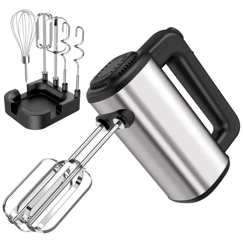 Batedeira De Mao Com 5 Velocidades E Acessorios De Aco Inox, 250w, 110v, Senbowe, Prateado