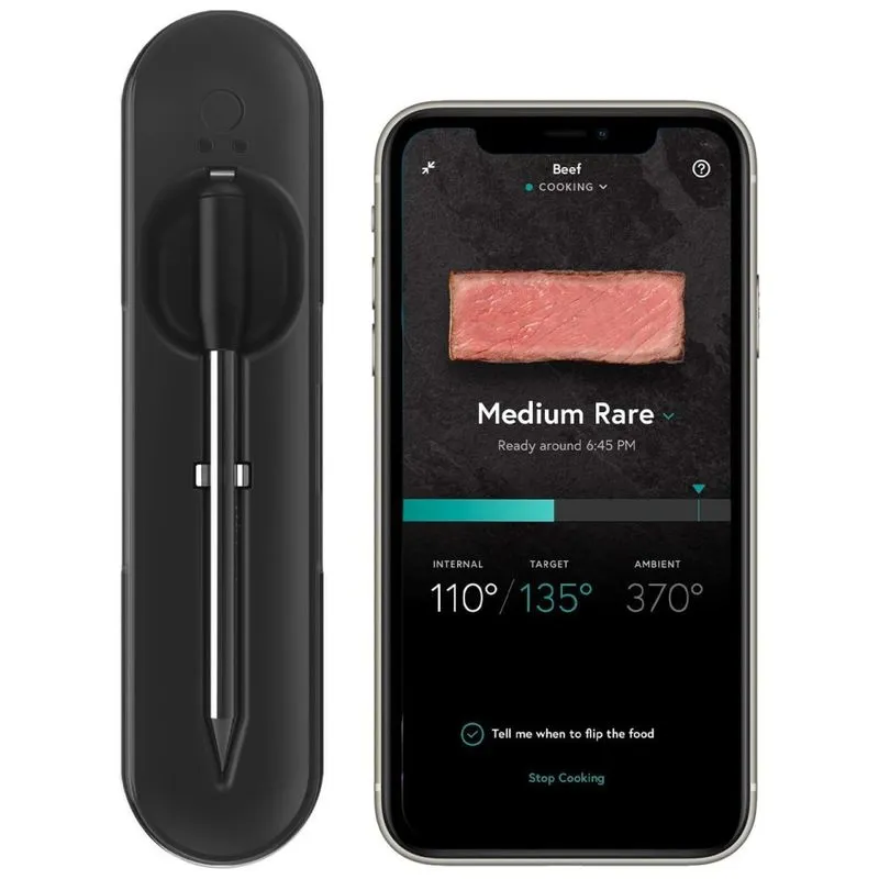 Termometro De Carne Inteligente E Sem Fio Premium Com Bluetooth De Longo Alcance E Cozimento Assistido, Yummly Yte000w5kb, Preto
