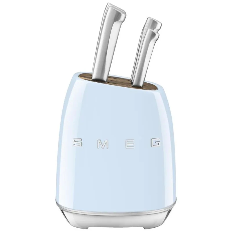 Conjunto De Facas Com Bloco De Bancada 7 Pecas, Smeg, Azul