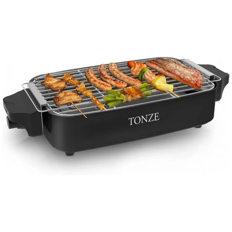 Tonz Churrasqueira Eletrica Portatil Serve 6 Porcoes Com Painel De Controle, 1800w, 110v, Tonze Hb 400, Preto